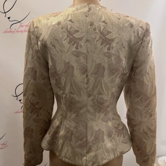 VICTOR COSTA. Vintage. Sz 6. Jacquard tapestry $119 Shacket. Metallic. B121 - Picture 4 of 5